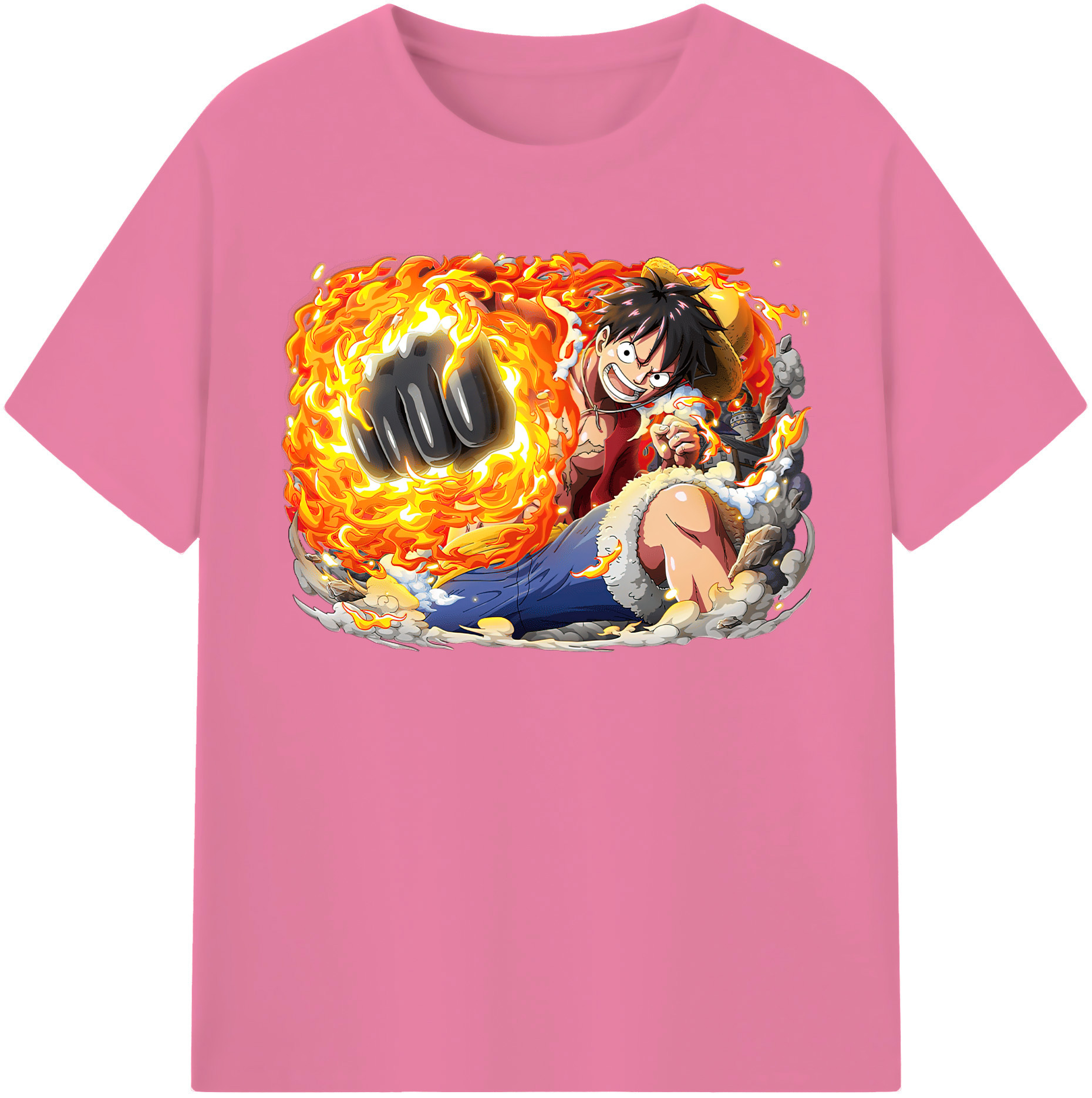ワンピース モンキー・D・ルフィ ONE PIECE Monkey D. Luffy 綿100％半袖Tシャツ（フロントプリント）